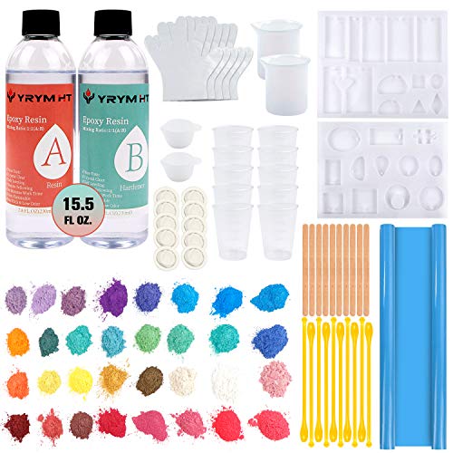 Epoxy Resin Kit for Beginners - 15.5 FL.OZ. Crystal Clear Casting and Coating Epoxy Resin for Jewelry Making, Art, Crafts, Tumblers, River Tables, UV Resistant, Easy Mix 1:1 Resin Epoxy Kit