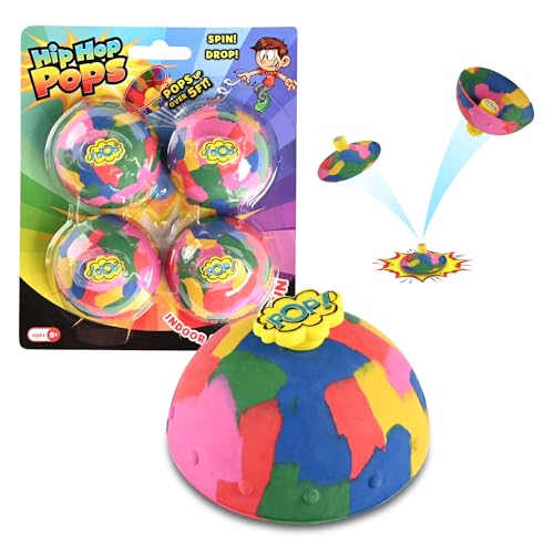 4in1 Bounce Bowls Ball Fidget Toy for Kids & Adults Spinning Stress Relief, Pop Up Toy Outdoor Game Sports Fingertip Toy for School, Birthday Party Favors, Goodie Bag Fillers for Boys and Girls