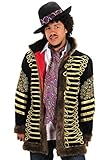 elope Men's Jimi Hendrix Deluxe Jacket Costume Velvet Faux Fur Gold Details Officially Licensed Rockstar Outfit (Large/XLarge)