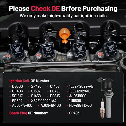 Image of BDFHYK Ignition Coil DG513 and Spark Plug SP493 for Mazda Tribute