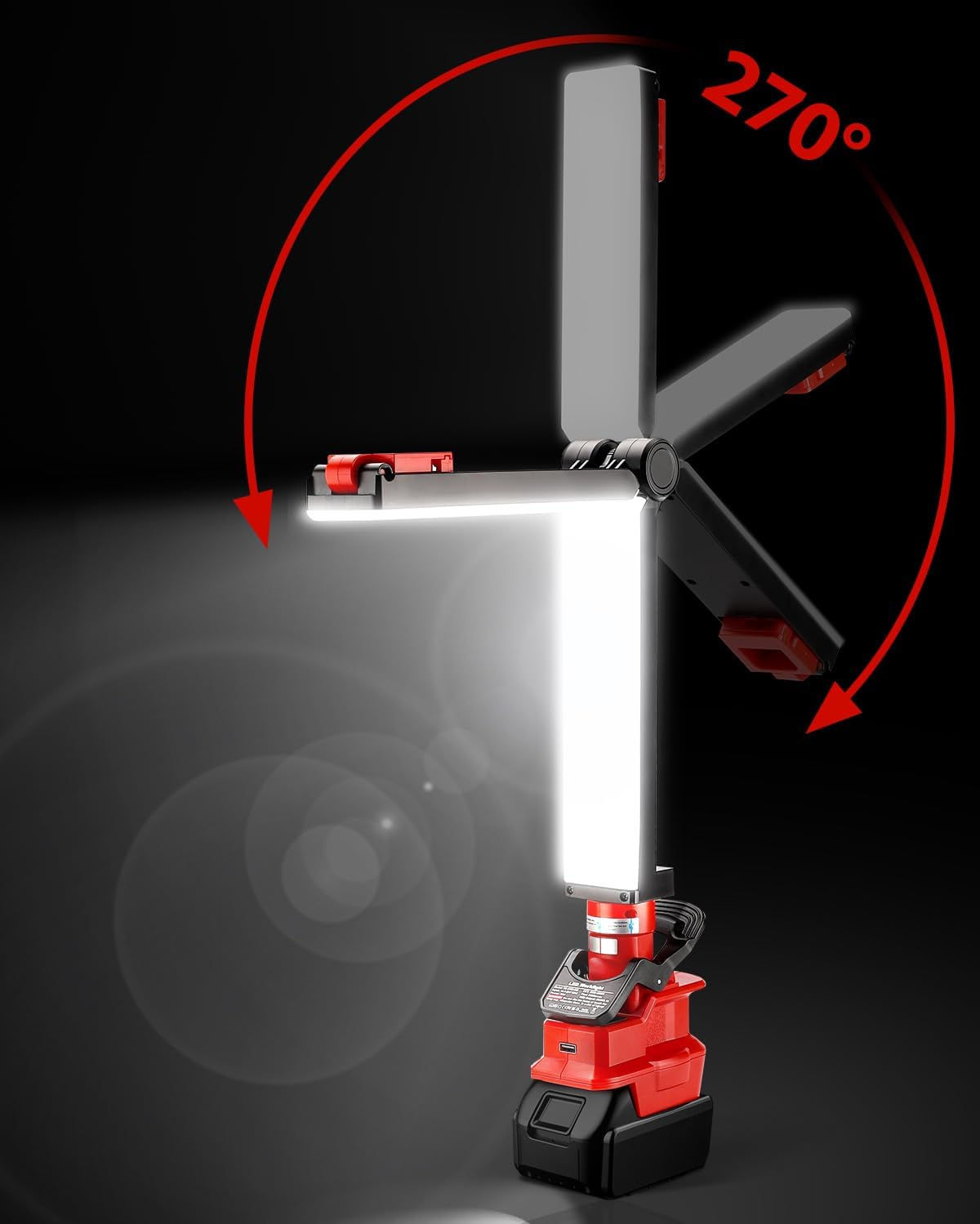 18V Light for Milwaukee 18V Lithium-ion Battery, Cordless LED Work Light with Integrated Mounting Hooks Clips and USB Port, 30W 2400LM Jobsite Light for Garage Camping