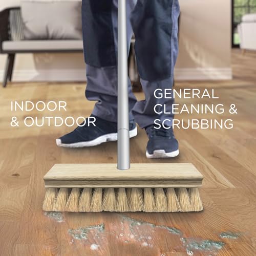Image of LOLA Deck Scrub Brush, 9 inch x 3.5 inch Head w /Tampico Bristles for Outdoor Cleaning, Removes Dirt & Grime from Patios, Decks, Grout, 1 Count