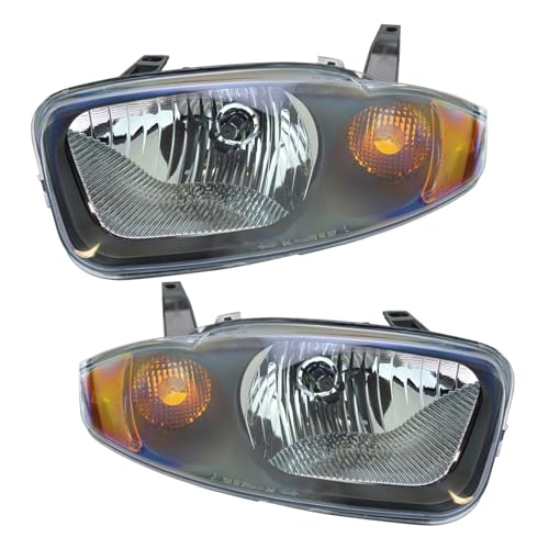 Image of TRQ Driver and Passenger Side Headlight Assembly Set Compatible with 2003-2005 Chevrolet Cavalier