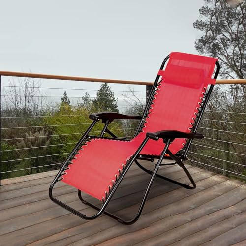 Image of ginoya brothers Stainless Steel Recliner Sleeping Chair With Adjustable & Foldable Legs For Beach, Home Lounging, Camping Outdoor Activity (Orange)