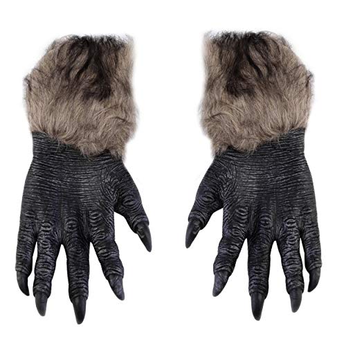 Losenlli Guantes de Lobo de Halloween Guantes de Lobo Animal de Látex Garras de Lobo Garra de Halloween Prop Horror Devil Party Club Suministros Guantes Creepy