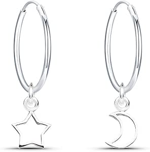 Orecchini A Cerchio In Argento 925 &ndash; Zirconi Arcobaleno Quadrati &ndash; Donna E Ragazza &ndash; 7K