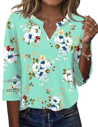 Ivicoer Spring Fashion Outfits for Women Long Sleeve Shirts 3/4 Length Sleeve Womens Tops Beach Vacation Clothes M