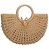 Straw-Bags-for-WomenHand-woven-Straw-Top-handle-Bag-with-Round-Ring-Handle-Summer-Beach-Rattan-Tote-Handbag YYW Straw Bags for Women,Hand-woven Straw Top-handle Bag with Round Ring Handle Summer Beach Rattan Tote Handbag (Khaki) One Size