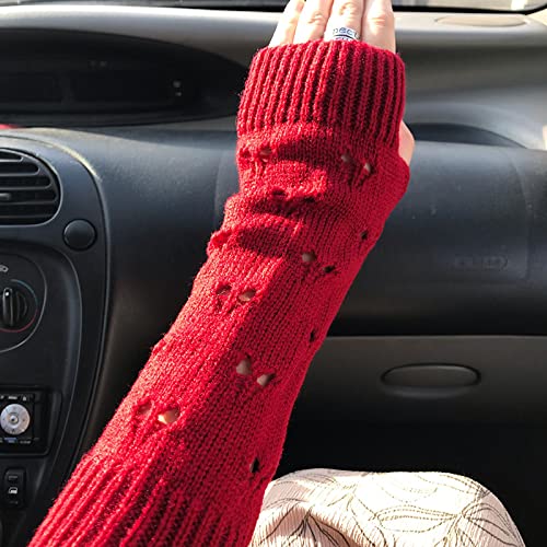Grunge Gloves Fairy Grunge Accessories Ripped Glove Crochet Glove Grunge Clothes Fairy Grunge Aesthetic (Red)