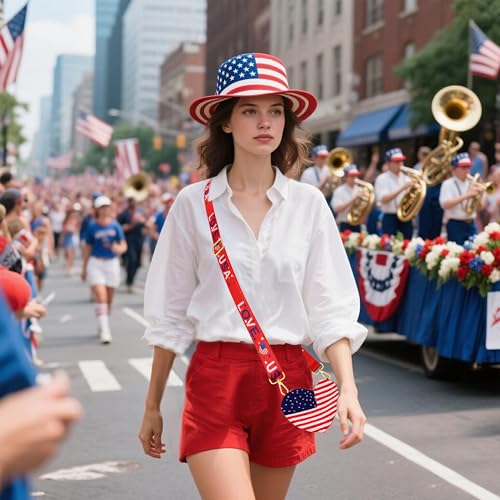 Image of 4th of July Purse for Women Sequin Beaded USA Star Purse American Flag Crossbody Shoulder Bag 4th of July Outfits
