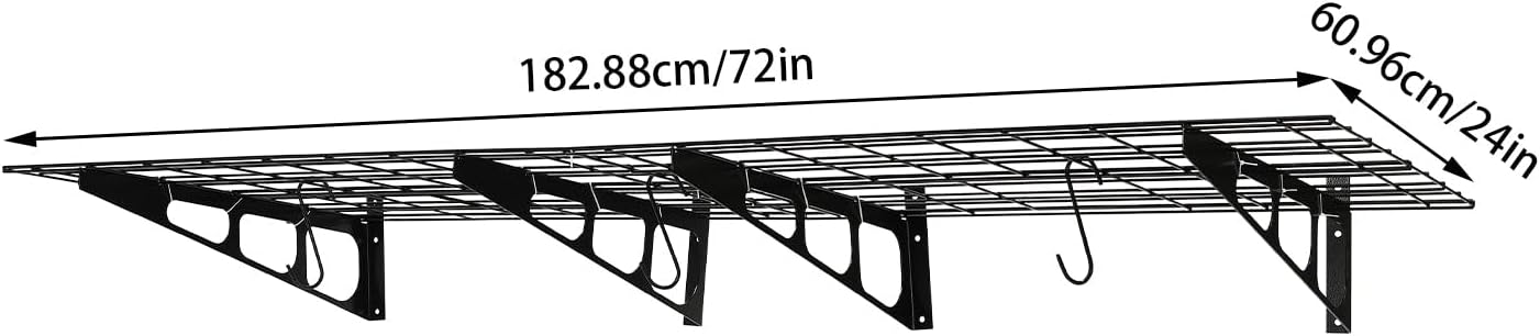 2-PACK 24 * 72 in Garage Shelving with Hooks, Wall Storage Rack, Wall Shelf Garage Organization System