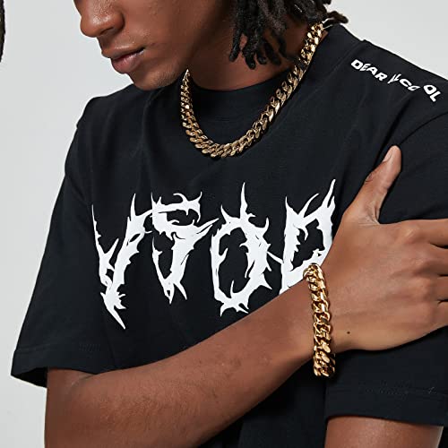 Sunfere Cuban Link Bracelet For Men 8/10/14Mm 18K Gold Plated 316L Stainless Steel Diamond Clasp Hip Hop Bracelets For Men Jewelry Gift (Bracelet, W: 8Mm, L: 8.5") #TOP6