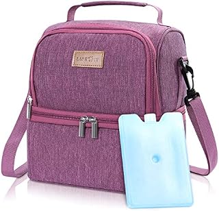 Lifewit 2 Compartment Lunch Box Insulated Lunch Bag Leakproof Thermal Bento Bag