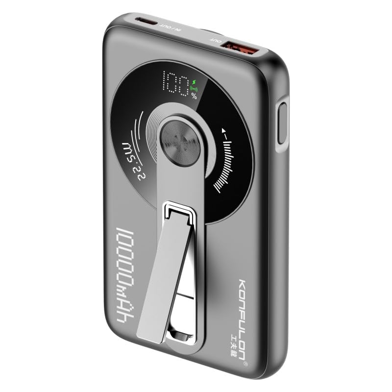 KONFULON Powerbank für Magsafe 10000mAh, 15W Qi Wireless & 22.5W USB-C Fast Charging, Ultra-Kompakt 1.5cm Slim Design, Magnetische Schnelllade-Powerbank für jedes Smartphone S