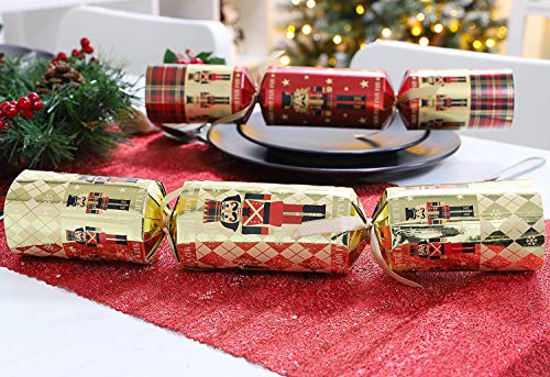 RMS 10 Luxury Nutcracker & Tartan Christmas Crackers with 10 x 14” Party Hats & Luxury Gifts - Image 2