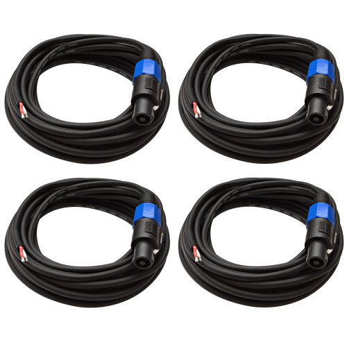 Seismic Audio Sprw25Fourpack 25-Feet Raw Wire To Speakon Speaker Cable, 16 Guage, Pa/Dj/Home Audio #TOP12