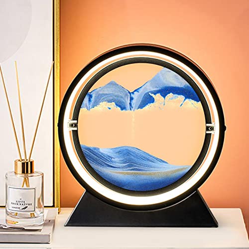 Quicksand table lamp 3D avec mouvement de sable bleu et noir pour veilleuse salon
