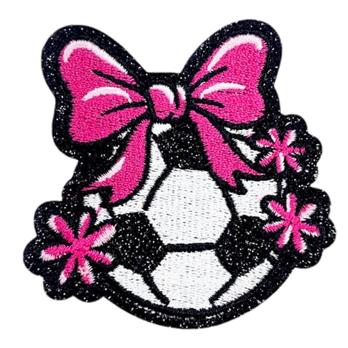 AAVEDGE Soccer Patches, World Cup 2026 Merchandise, Bow Glitter Sports Embroidered Patch Fabric Appliqu&eacute;, Pink DIY Iron On Patches for Clothing, Clothes, Jeans, Backpacks, Jackets, Denim, Hats & Bags.