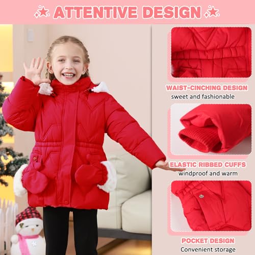 Image of AiWMGL 3T 4T 5T 6T Toddler Girls Winter Coat Jacket Outwear Clothes Warm Overcoat Snowsuit Puffer Parka Fur Lined Hood Kids