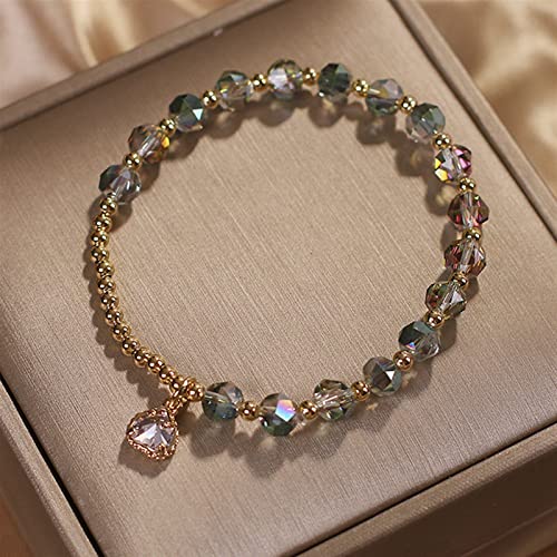 Bracelet mince pour femme avec perles multicolores et zircon suspendu