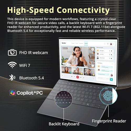 Image of Dell XPS 13.4 inch FHD+ AI Laptop, Snapdragon X Elite X1E-80-100, 16GB LPDDR5X, 2TB Storage (1TB SSD+1TB Docking Station), Qualcomm Adreno, Backlit Keyboard, Fingerprint, Wi-Fi 7, Win 11, Graphite