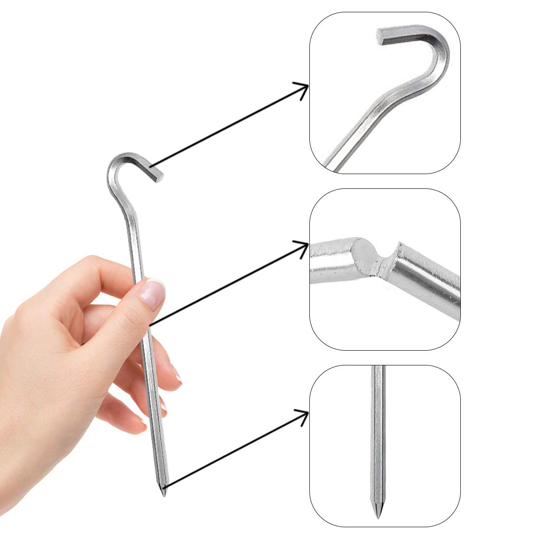 Heringe Erdnägel Stabil,Zeltheringe 20 Stücke Metallzelthaken Aluminiumlegierung Extrem Stabile Erdanker für Zelt,Aluminium Zeltheringe Zeltzubehör Heringe,Häringe Camping Sport & Freizeit