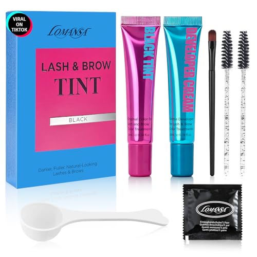 Lomansa 10ml Lash Color Kit Black Voluminous Coloring for Eyelash Hairs, Easy to Use with Natural...