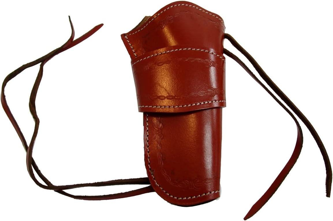 Western Cowboy Holster Barbed Tooled Leather Single Action Revolver Gun CASE - Right Handed