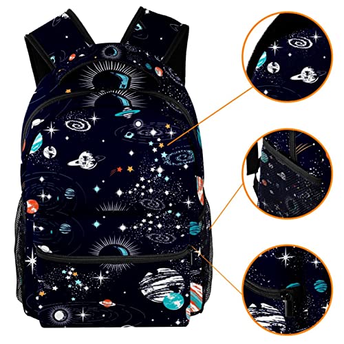 Mochila para portátil unisex con estampado del espacio y compartimentos 3