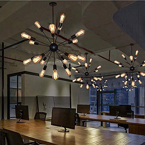 Lámpara de techo moderna de 18 luces estilo sputnik negro industrial 8