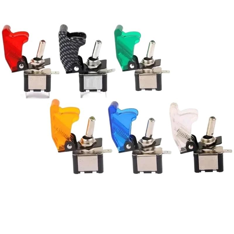 Interruptor basculante LED amarillo 12V con funda protectora SPST de seguridad