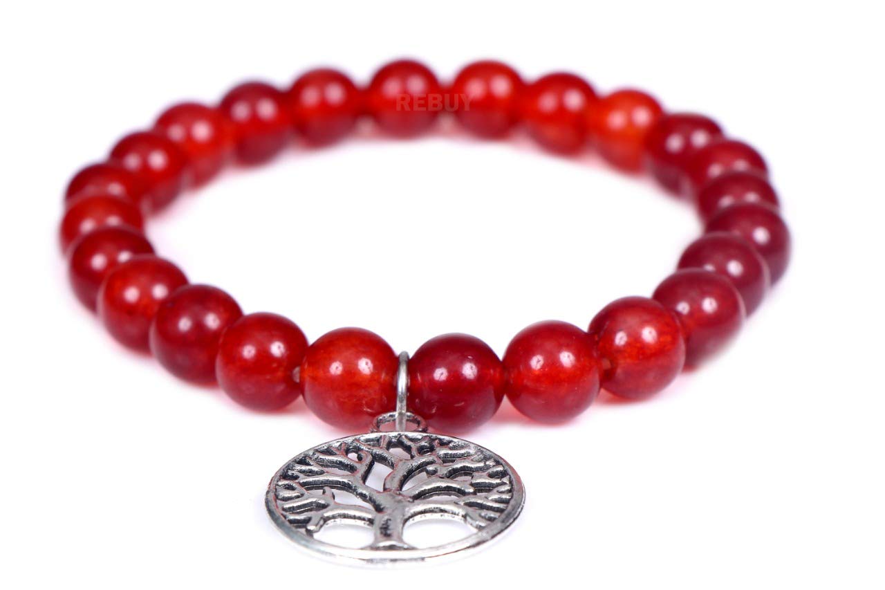 REBUY Red Carnelian Stone Tree of Life Charm Bracelet Healing Crystal Stone Bracelet 8 mm (B08NC5ZTQ2) Amazon Price History, Amazon Price Tracker