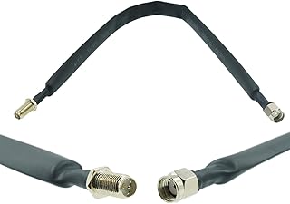 Flat Cable RP SMA Male to RP SMA Female Window and Door Feed Thru Coaxial Cable Extension Adapter for LoRa WiFi LoRaWan Antenna Bobcat Nebra RAK Helium Hotspot HNT Miner Mining Antenna 12 inch (0.3m)