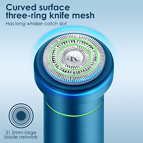 Wirofr Electric Razor For Men, Travel Shaving Electric Razor, Multi-Function Portable Travel Razor, 100% Washable Rotary Shaver Wet & Dry Electric Shaver-Type-C Fast Charging (Blue) #TOP3