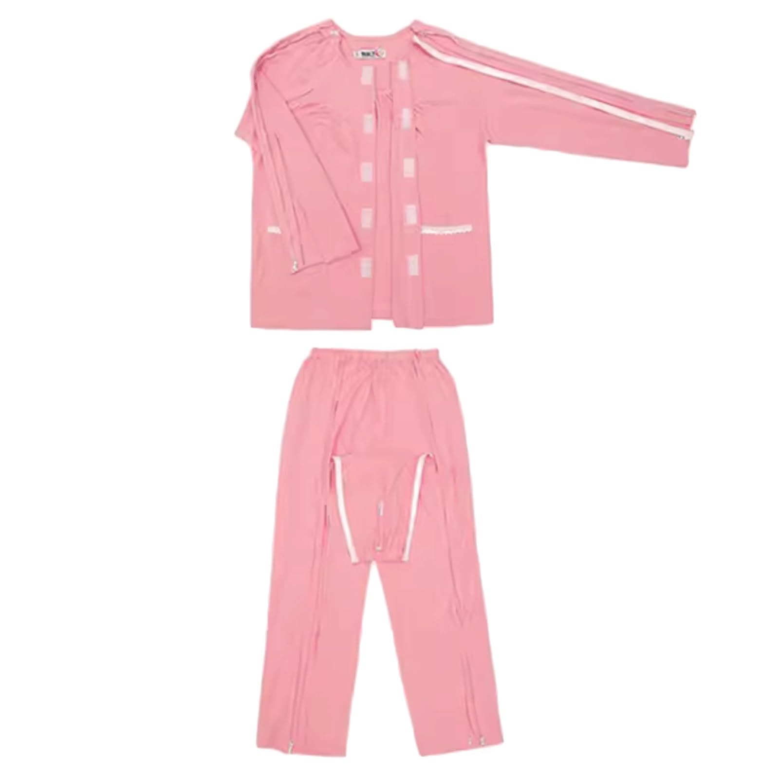 Pijama de algodón con cremallera for pacientes postrados en cama, ropa recuperación quirúrgica espalda abierta for el cuidado domiciliario personas mayores Exfoliantes Suaves(M)