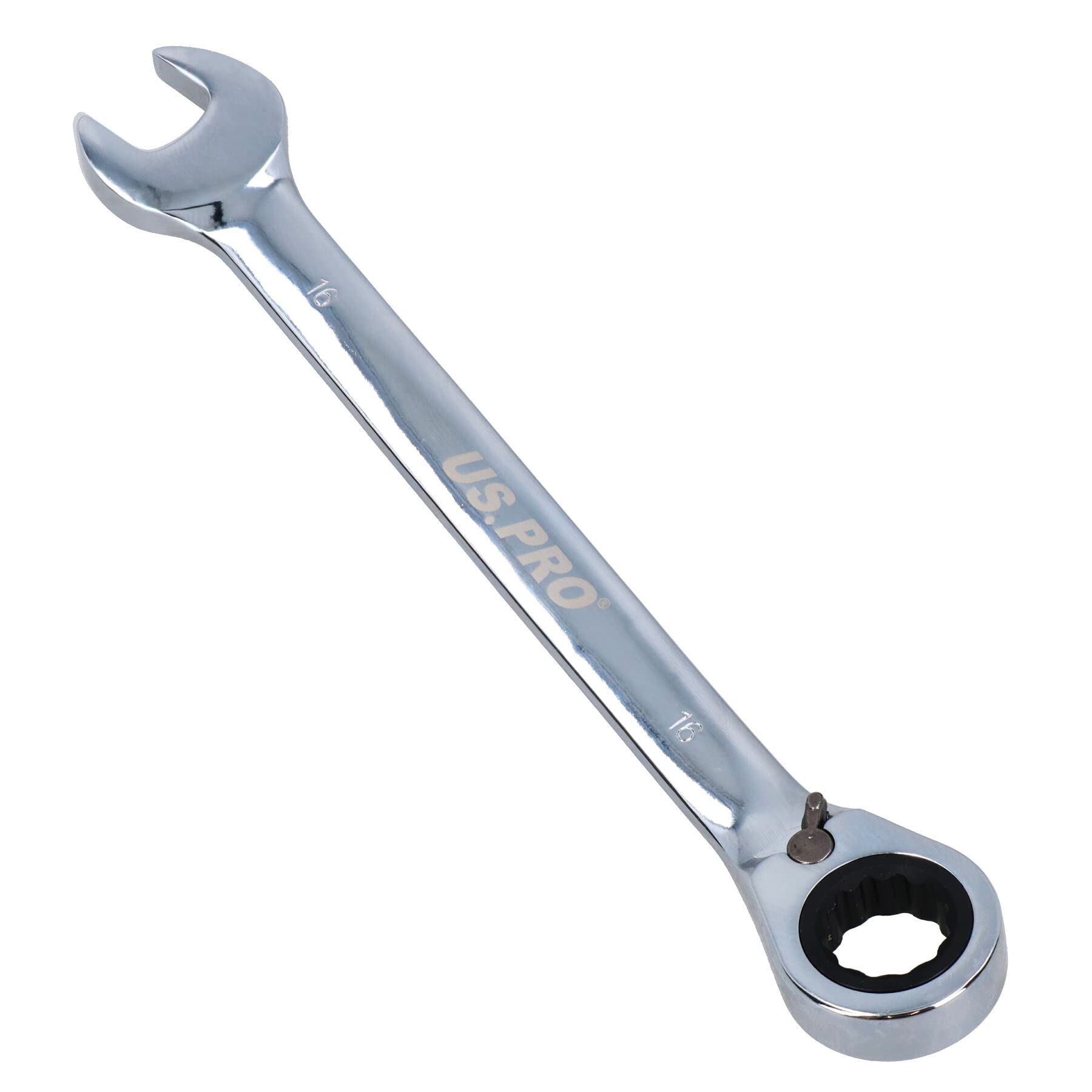 Ab Tools Silver 16Mm Reversible Cranked Offset Ratchet Combination Spanner Wrench 72 Teeth