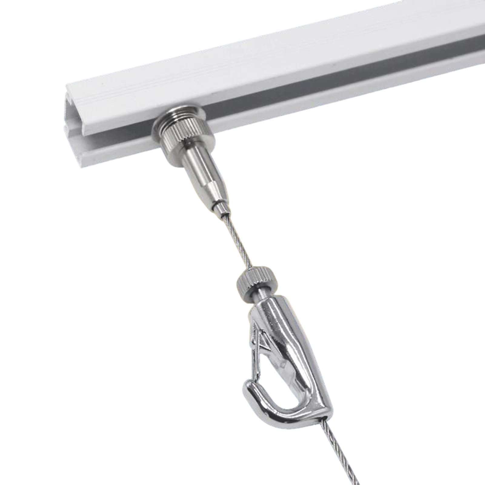 Cimaise pour Tableau Kit de Suspension Réglable pour Tableaux avec Crochets, Système Sur Rail, Matériel pour Toiles et Affiches(2.5m/8.2' Cable,64"/163cm Track)
