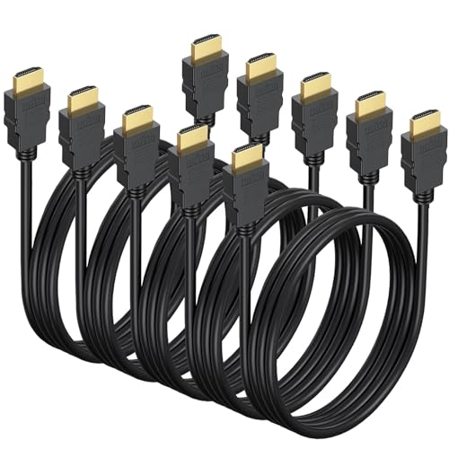 6.6FT HDMI Cable 5-Pack, Shielded 4K HDMI Cord, Gold-Plated HDMI