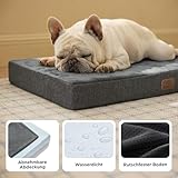 BEDSURE orthopädisches Hundekissen mittelgroße Hunde - 74x46x8cm waschbares Hundebett mit 2 in 1 Memoryschaum, kuscheliges Hundematte Hundematratze, dunkelgrau