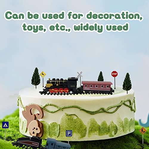 25 Pcs Train Cake Decorations Cake Toppers, Mini Train Birthday Party Supplies With Toy Train Track, Traffic Lights And Pine Tree For Birthday Railway Steam Train Theme Party Decorations(Black) #TOP4