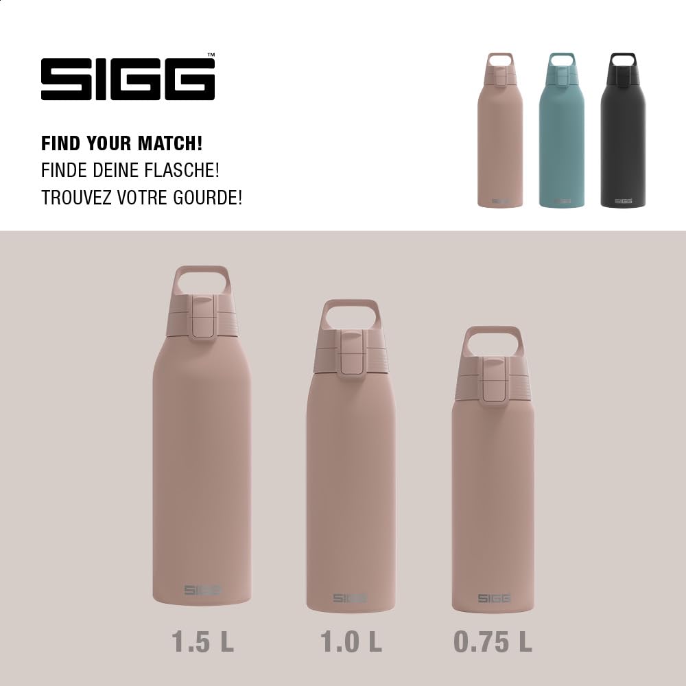 Sigg - Butelka do picia ze stali nierdzewnej – Shield ONE Dusk – nadaje się do napojów gazowanych – szczelna – lekka jak piórko – nie zawiera BPA – do użytku na zewnątrz i fitnessu – 1,5 l