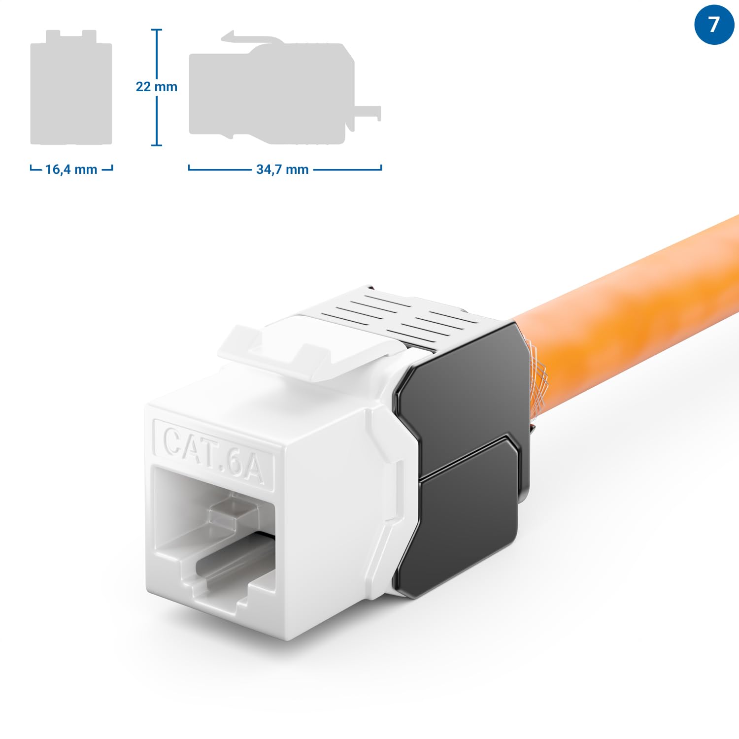 deleyCON 12x CAT6a Jack Keystone Módulo RJ45 - Conector RJ45 para Plástico LSA Montaje a Presión Cable Crudo CAT 500Mhz 10GBit/s