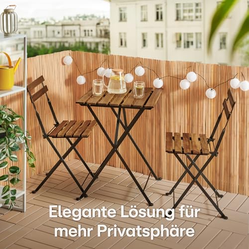 Praknu Schilf Balkon Sichtschutz Holz - FSC® Zertifiziertes, Natürliches Schilf - Einsetzbar Im Innen- Und Außenbereich - Sichtschutz für Garten, Balkon - 90 x 300cm - Zaun Sichtschutz aus Bambus
