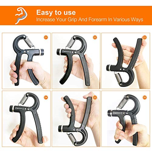 Eoney Hand Grip Strengthener Adjustable Hand Grip Exercisers,Hand Gripper with Resistance Range 22 to 88 Lbs(2Pack-Black 10-40kg)