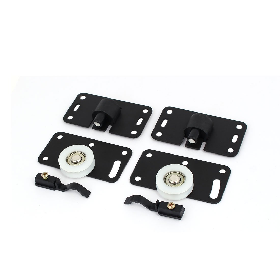 Aexit Black Plastic Cabinet Hardware Plate 25mm Diameter Wheel Home Wardrobe Sliding Door Drawer Slides Roller Set