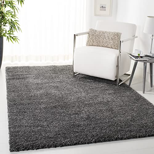 SAFAVIEH Zottelig Teppich für Wohnzimmer, Esszimmer, Schlafzimmer - August Shag Collection, Kurzer Flor, Grau, 91 X 152 cm SAFAVIEH Zottelig Teppich für Wohnzimmer, Esszimmer, Schlafzimmer - August Shag Collection, Kurzer Flor, Grau, 91 X 152 cm
