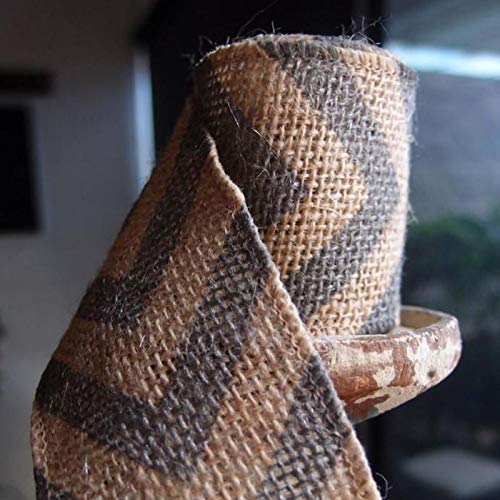 Paperlanternstore.com Burlap Fabric Wrap Roll W/Gray/Grey Chevron Pattern (2.4 X 6 Ft) #TOP28