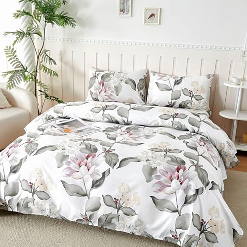 Parure de lit 90x190 sans repassage drap housse ajustable et drap plat microfibre fleurs - 3