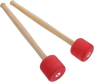 GOOHOCHY 2 Baquetas De Madera Para Batería Baquetas Para Bombo Instrumento De Percusión Mango Antideslizante Color Rojo