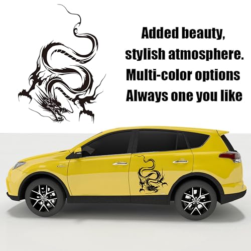 Image of Dragon Graphic Car Hood Sticker Self-Adhesive Vinyl Graphics Decals 19.69'' x 14.57'', Black, Right